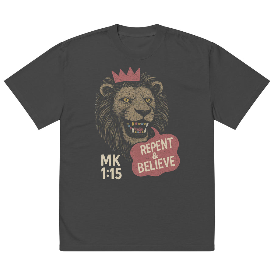 Repent & Believe Oversized faded t-shirt
