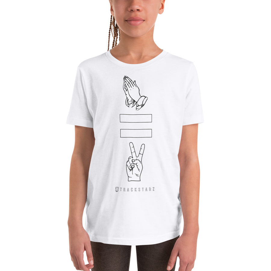 Prayer = Peace Kids White T